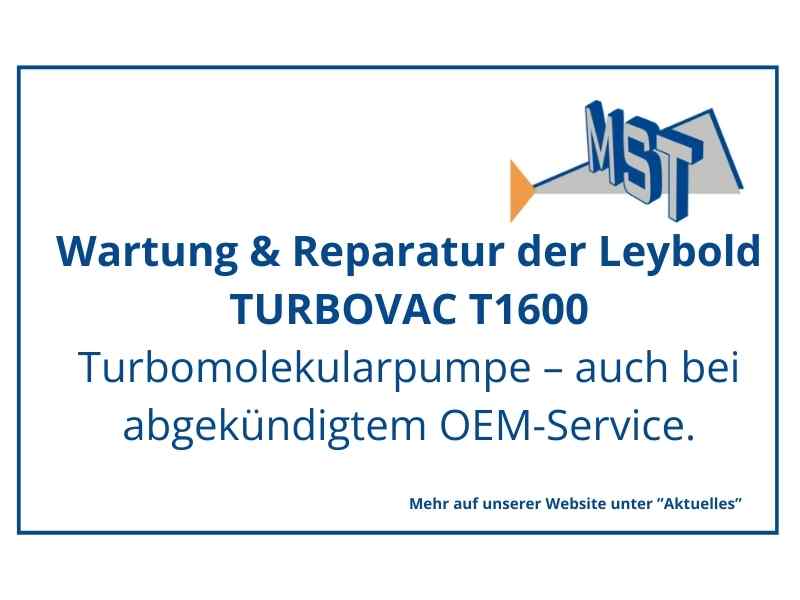 Wartung & Reparatur der Leybold TURBOVAC T1600 Turbomolekularpumpe – auch bei abgekündigtem OEM-Service. Professioneller Wartungsprozess, Instandsetzung & Diagnose für maximale Anlagenverfügbarkei